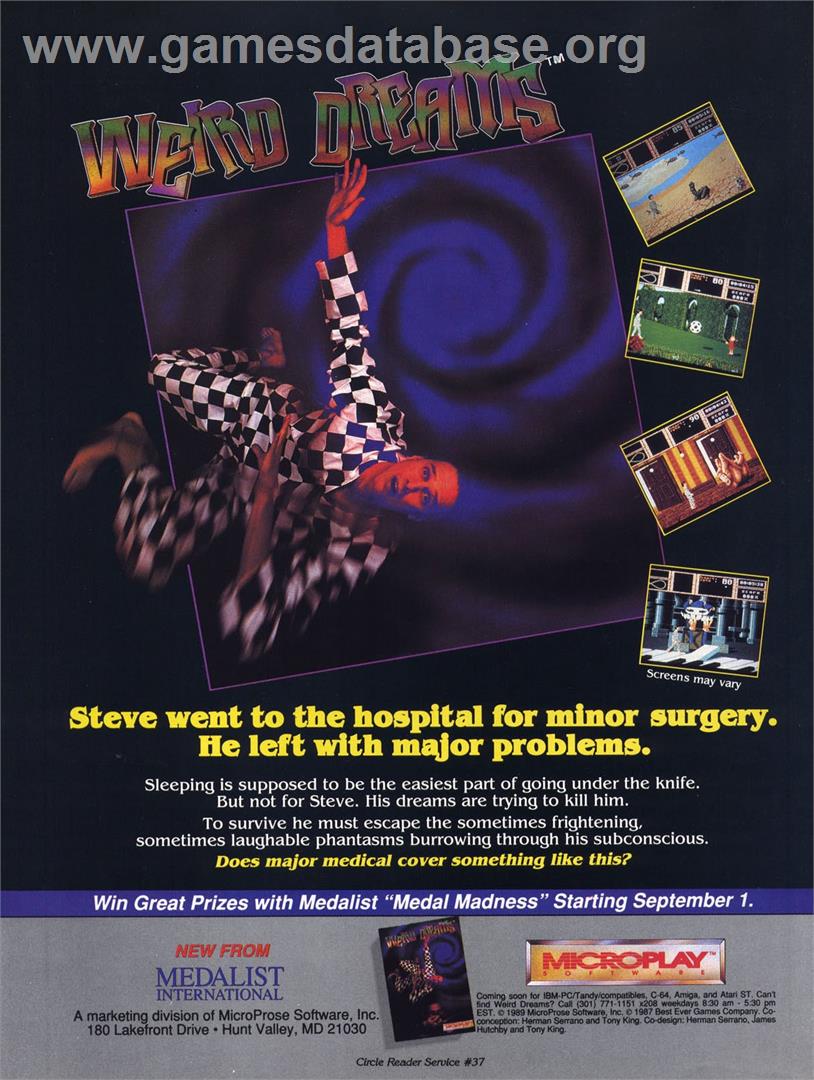 Weird Dreams - Commodore 64 - Artwork - Advert