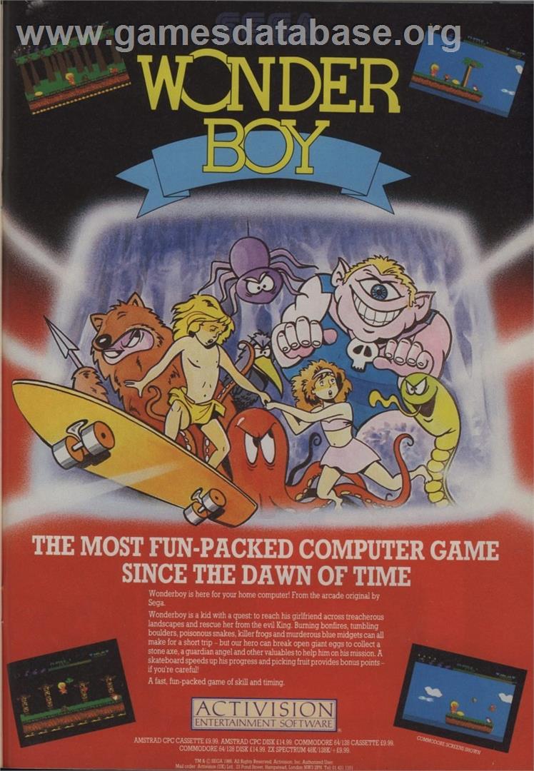 Wonder Boy - Commodore 64 - Artwork - Advert