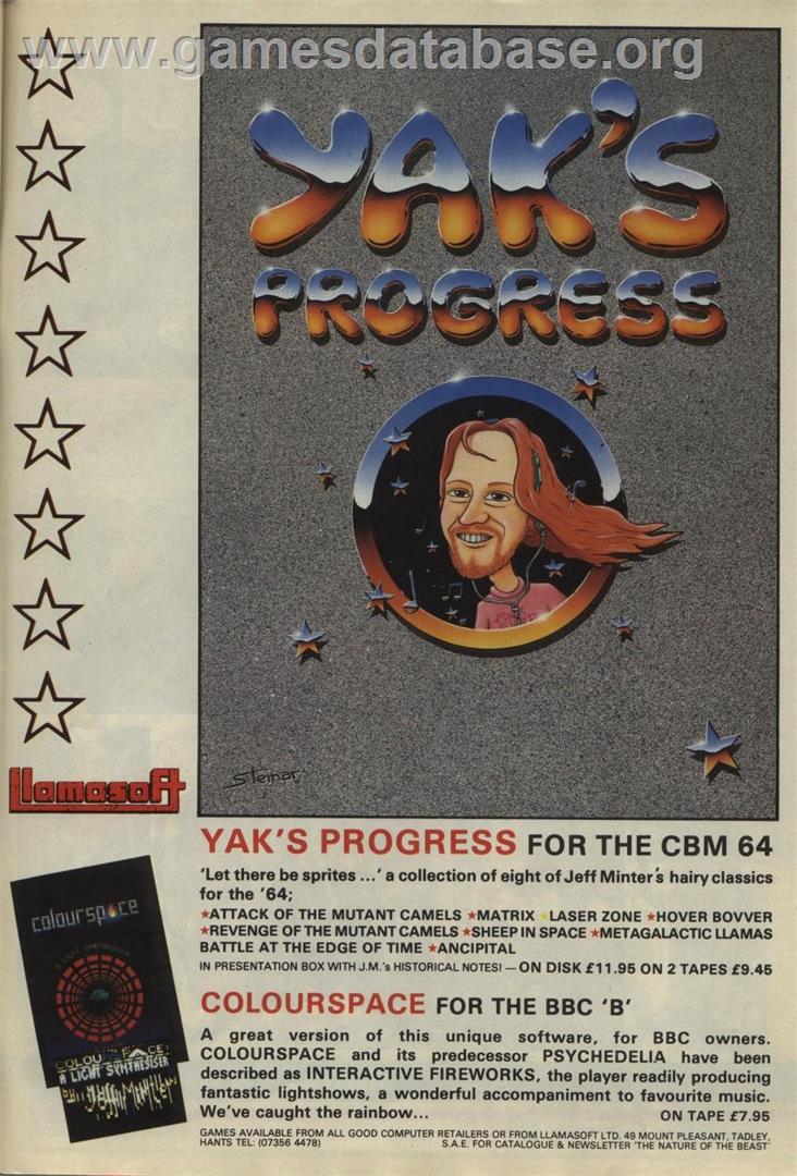 Yak's Progress - Commodore 64 - Artwork - Advert
