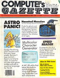 Box cover for Astro-panic on the Commodore 64.