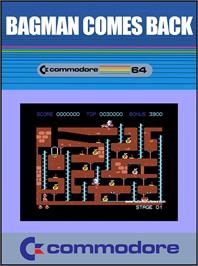 Box cover for Bagman Strikes Back on the Commodore 64.
