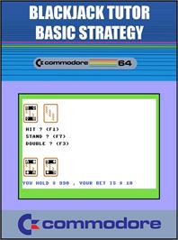 Box cover for Blackjack Tutor Basic Strategy on the Commodore 64.