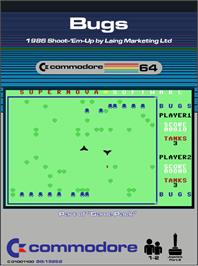 Box cover for Bugs! on the Commodore 64.