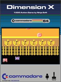 Box cover for Dimension X on the Commodore 64.