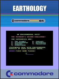 Box cover for Earthology on the Commodore 64.
