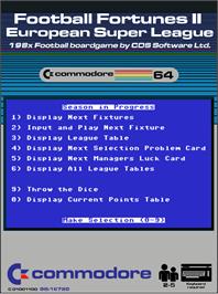 Box cover for Football Fortunes 2 - European Super League on the Commodore 64.