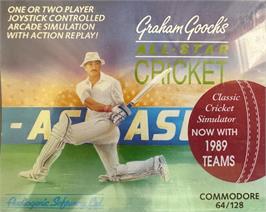 Box cover for Graham Gooch's All Star Cricket on the Commodore 64.