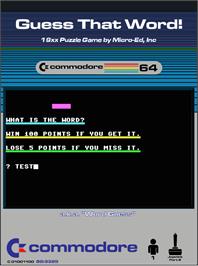 Box cover for Guess That Word! on the Commodore 64.