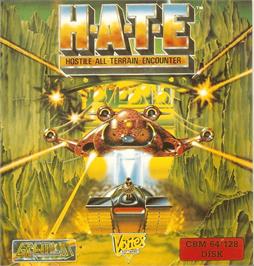 Box cover for H.A.T.E - Hostile All Terrain Encounter on the Commodore 64.