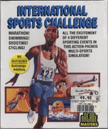 Box cover for International Sports Challenge on the Commodore 64.