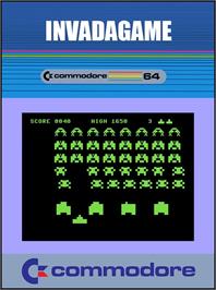 Box cover for Invadagame on the Commodore 64.