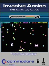 Box cover for Invasive Action on the Commodore 64.