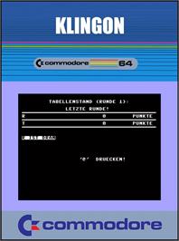 Box cover for Klingon on the Commodore 64.