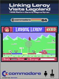 Box cover for Linking Leroy Visits Legoland on the Commodore 64.