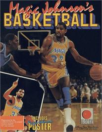 Box cover for Magic Johnson's Basketball on the Commodore 64.