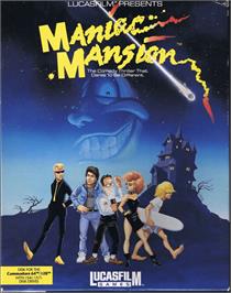 Box cover for Maniac Mansion on the Commodore 64.