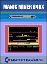 Box cover for Manic Miner 64DX on the Commodore 64.
