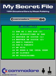 Box cover for My Secret File on the Commodore 64.