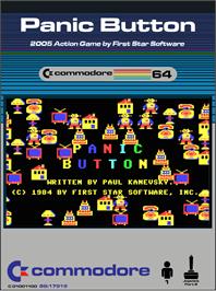 Box cover for Panic Button on the Commodore 64.