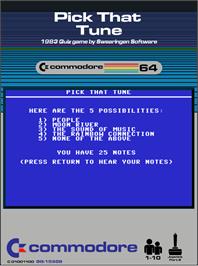 Box cover for Pick That Tune on the Commodore 64.
