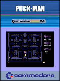Box cover for Puck-man on the Commodore 64.