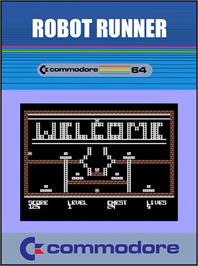 Box cover for Robot Runner on the Commodore 64.