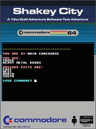 Box cover for Shakey City on the Commodore 64.