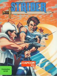 Box cover for Strider on the Commodore 64.