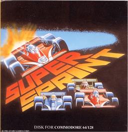 Box cover for Super Sprint on the Commodore 64.