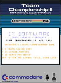 Box cover for Team Championship 2 on the Commodore 64.
