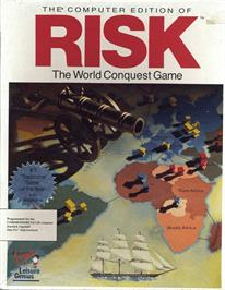 Box cover for The Computer Edition of Risk: The World Conquest Game on the Commodore 64.