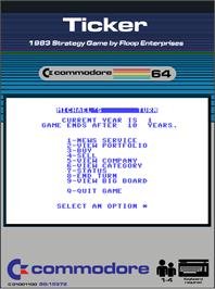 Box cover for Ticker on the Commodore 64.