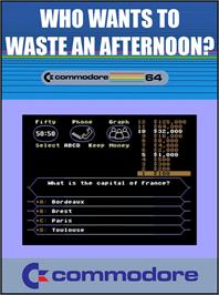 Box cover for Who Wants To Waste An Afternoon on the Commodore 64.