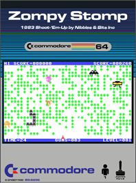 Box cover for Zompy Stomp on the Commodore 64.