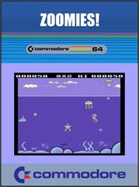 Box cover for Zoomies! on the Commodore 64.