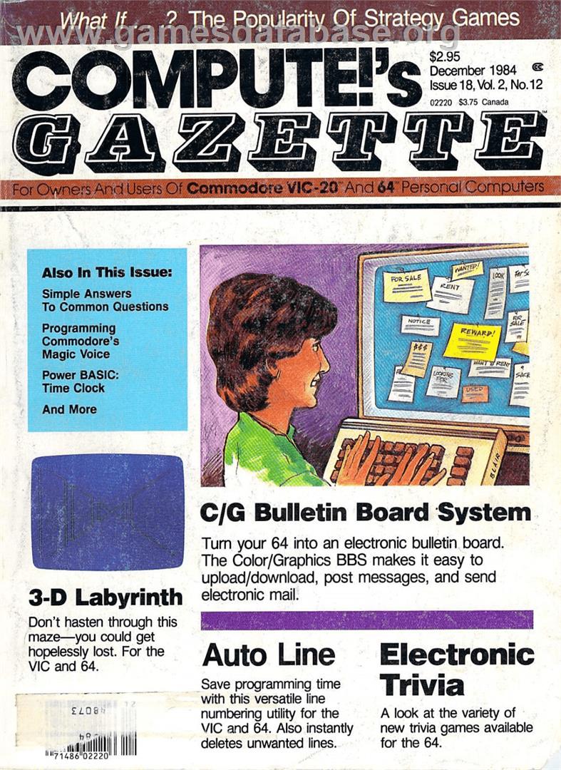 3-D Labyrinth (COMPUTE!) - Commodore 64 - Artwork - Box