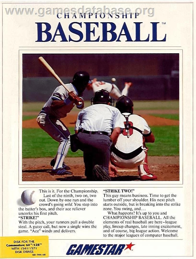 Championship Baseball - Commodore 64 - Artwork - Box