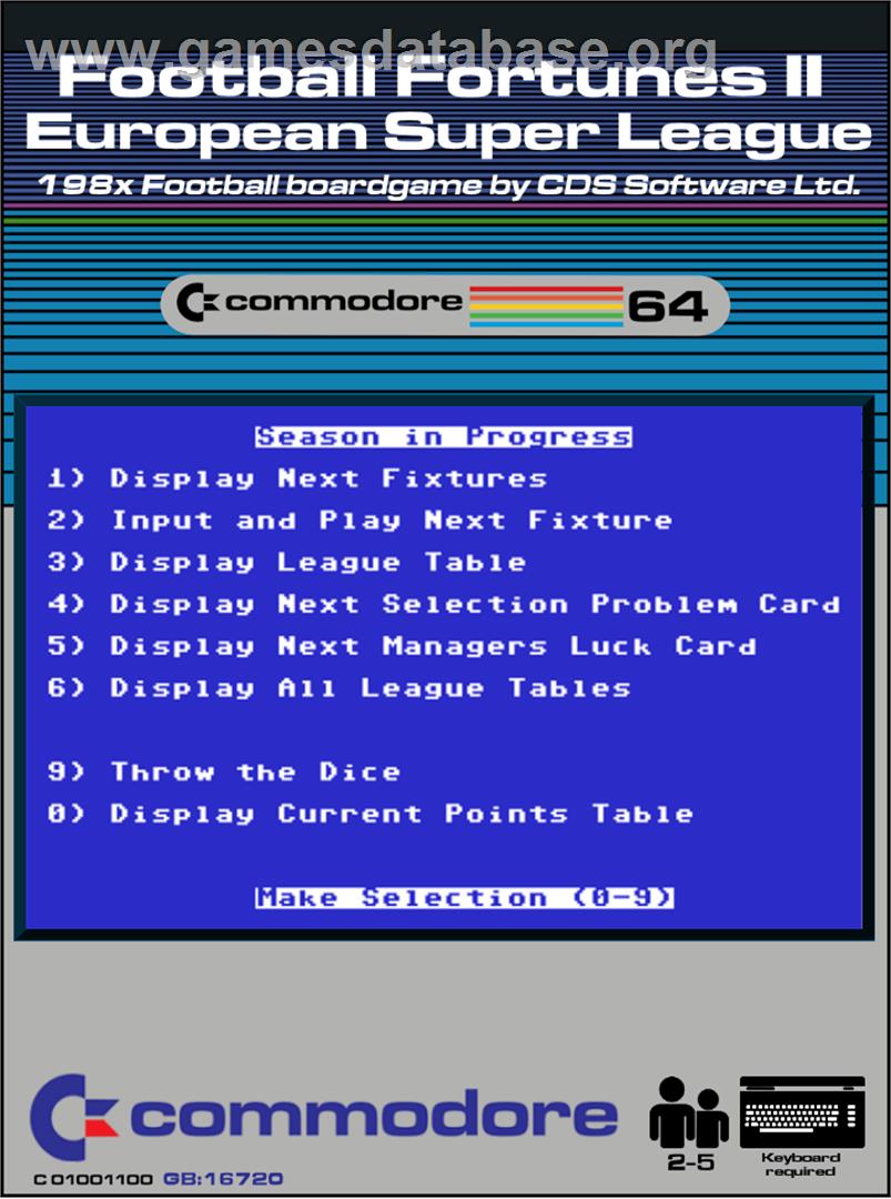 Football Fortunes 2 - European Super League - Commodore 64 - Artwork - Box