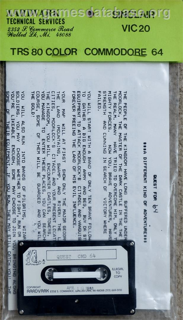 Quest - Commodore 64 - Artwork - Box