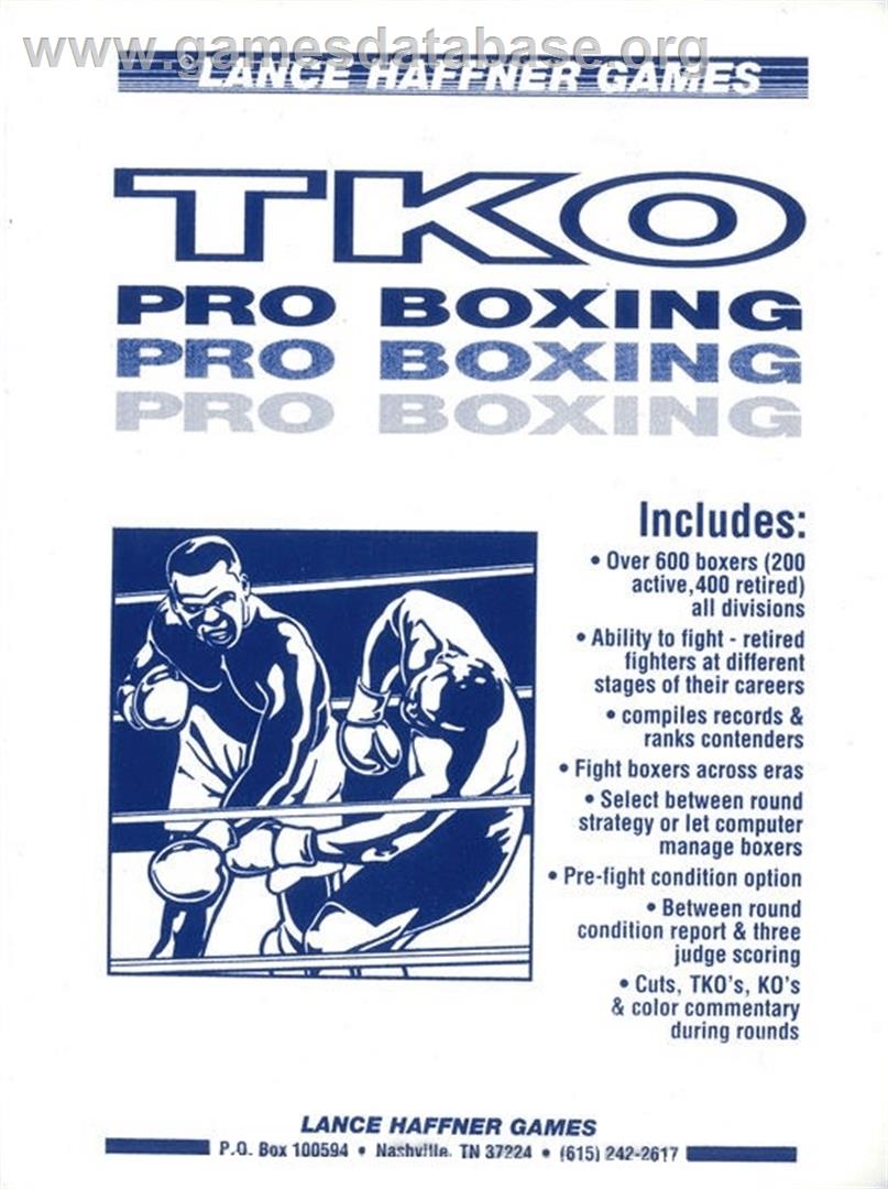Tko Professional Boxing - Commodore 64 - Artwork - Box