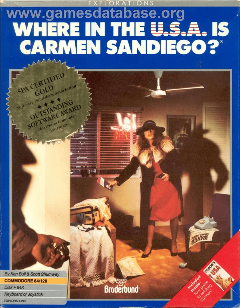 Where in the U.S.A. Is Carmen Sandiego? - Commodore 64 - Artwork - Box