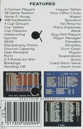 Box back cover for 2 Player Soccer Squad on the Commodore 64.