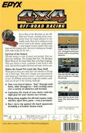 Box back cover for 4x4 Off-Road Racing on the Commodore 64.