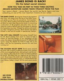 Box back cover for A View to a Kill on the Commodore 64.