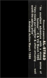 Box back cover for Al-strad on the Commodore 64.