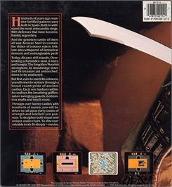 Box back cover for Alcazar: The Forgotten Fortress on the Commodore 64.