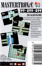 Box back cover for Alien Slime, Die on the Commodore 64.