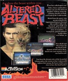 Box back cover for Altered Beast on the Commodore 64.