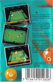 Box back cover for American 3d Pool on the Commodore 64.
