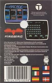 Box back cover for Arcade Classics on the Commodore 64.